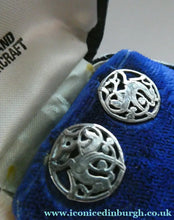 Load image into Gallery viewer, Vintage Small CLIP-ON Earrings by Shetland Silvercraft. Design Featuring the Quendale Beast
