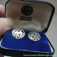 Load image into Gallery viewer, Vintage Small CLIP-ON Earrings by Shetland Silvercraft. Design Featuring the Quendale Beast
