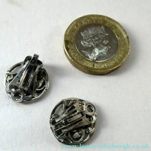 Load image into Gallery viewer, Vintage Small CLIP-ON Earrings by Shetland Silvercraft. Design Featuring the Quendale Beast
