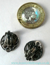 Load image into Gallery viewer, Vintage Small CLIP-ON Earrings by Shetland Silvercraft. Design Featuring the Quendale Beast
