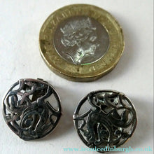 Load image into Gallery viewer, Vintage Small CLIP-ON Earrings by Shetland Silvercraft. Design Featuring the Quendale Beast
