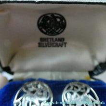 Load image into Gallery viewer, Vintage Small CLIP-ON Earrings by Shetland Silvercraft. Design Featuring the Quendale Beast
