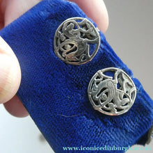 Load image into Gallery viewer, Vintage Small CLIP-ON Earrings by Shetland Silvercraft. Design Featuring the Quendale Beast
