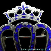 Load image into Gallery viewer, SCOTTISH SILVER. Antique VICTORIAN Silver and Blue Enamel LUCKENBOOTH Brooch
