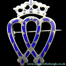 Load image into Gallery viewer, SCOTTISH SILVER. Antique VICTORIAN Silver and Blue Enamel LUCKENBOOTH Brooch
