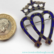 Load image into Gallery viewer, SCOTTISH SILVER. Antique VICTORIAN Silver and Blue Enamel LUCKENBOOTH Brooch
