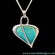 Load image into Gallery viewer, SCOTTISH SILVER. Pre-Loved Silver and Purple Enamel ORTAK LEAH Pendant. BOXED
