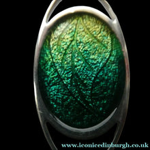 Load image into Gallery viewer, SCOTTISH SILVER. Pre-Loved Silver and Green Enamel ORTAK ELEMENTS Pendant. BOXED
