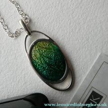 Load image into Gallery viewer, SCOTTISH SILVER. Pre-Loved Silver and Green Enamel ORTAK ELEMENTS Pendant. BOXED
