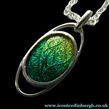 Load image into Gallery viewer, SCOTTISH SILVER. Pre-Loved Silver and Green Enamel ORTAK ELEMENTS Pendant. BOXED
