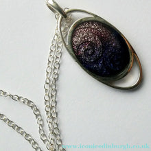 Load image into Gallery viewer, SCOTTISH SILVER. Pre-Loved Silver and Purple Enamel ORTAK ELEMENTS Pendant. BOXED
