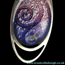 Load image into Gallery viewer, SCOTTISH SILVER. Pre-Loved Silver and Purple Enamel ORTAK ELEMENTS Pendant. BOXED

