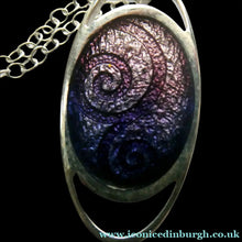 Load image into Gallery viewer, SCOTTISH SILVER. Pre-Loved Silver and Purple Enamel ORTAK ELEMENTS Pendant. BOXED
