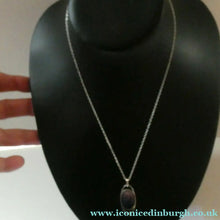 Load image into Gallery viewer, SCOTTISH SILVER. Pre-Loved Silver and Purple Enamel ORTAK ELEMENTS Pendant. BOXED

