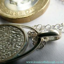 Load image into Gallery viewer, SCOTTISH SILVER. Pre-Loved Silver and Purple Enamel ORTAK ELEMENTS Pendant. BOXED
