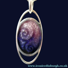 Load image into Gallery viewer, SCOTTISH SILVER. Pre-Loved Silver and Purple Enamel ORTAK ELEMENTS Pendant. BOXED
