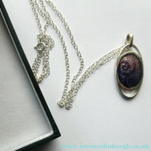 Load image into Gallery viewer, SCOTTISH SILVER. Pre-Loved Silver and Purple Enamel ORTAK ELEMENTS Pendant. BOXED
