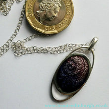 Load image into Gallery viewer, SCOTTISH SILVER. Pre-Loved Silver and Purple Enamel ORTAK ELEMENTS Pendant. BOXED
