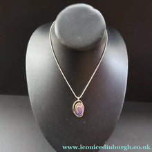 Load image into Gallery viewer, Scottish Silver. Vintage Silver and Lilac Enamel Elements Ortak Pendant and Earrings Set. Boxed - Scottish Silver
