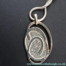 Load image into Gallery viewer, Scottish Silver. Vintage Silver and Lilac Enamel Elements Ortak Pendant and Earrings Set. Boxed - Scottish Silver
