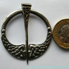 Load image into Gallery viewer, Vintage Scottish Silver Penannualr Brooch Celtic Knotwork Design
