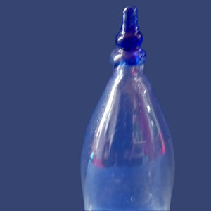 RARE GEORGIAN GLASS Bird Feeder with a Small Bristol Blue Finial; 1830s