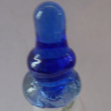 Load image into Gallery viewer, RARE GEORGIAN GLASS Bird Feeder with a Small Bristol Blue Finial; 1830s
