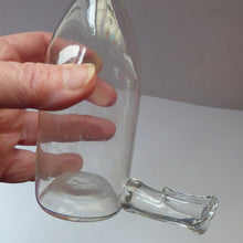 Load image into Gallery viewer, RARE GEORGIAN GLASS Bird Feeder with a Small Bristol Blue Finial; 1830s
