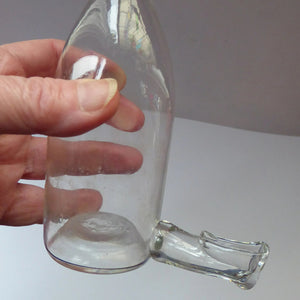 RARE GEORGIAN GLASS Bird Feeder with a Small Bristol Blue Finial; 1830s