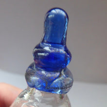 Load image into Gallery viewer, RARE GEORGIAN GLASS Bird Feeder with a Small Bristol Blue Finial; 1830s
