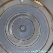 Load image into Gallery viewer, Selection of 1950s Harlequin Footed Drinking / Cocktail Glasses. Conical Shape with Frosted Pastel Stripes and Gold Gilt Embellishments
