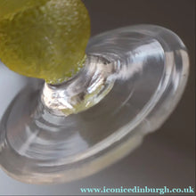 Load image into Gallery viewer, Selection of 1950s Harlequin Footed Drinking / Cocktail Glasses. Conical Shape with Frosted Pastel Stripes and Gold Gilt Embellishments
