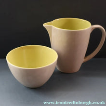 Load image into Gallery viewer, Selection of 1950s Poole Twintone Tablewares LIME GREEN AND SEAGULL. Four Trios, Large Side Plate &amp; Milk and Sugar Jug
