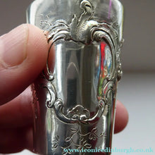 Load image into Gallery viewer, FIVE Antique Pretty RUSSIAN SILVER Vodka Tot Cups or Shot Beakers Rocaille Cartouche
