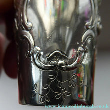 Load image into Gallery viewer, FIVE Antique Pretty RUSSIAN SILVER Vodka Tot Cups or Shot Beakers Rocaille Cartouche

