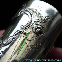 Load image into Gallery viewer, FIVE Antique Pretty RUSSIAN SILVER Vodka Tot Cups or Shot Beakers Rocaille Cartouche
