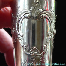 Load image into Gallery viewer, FIVE Antique Pretty RUSSIAN SILVER Vodka Tot Cups or Shot Beakers Rocaille Cartouche
