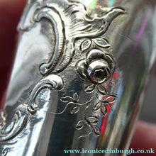 Load image into Gallery viewer, FIVE Antique Pretty RUSSIAN SILVER Vodka Tot Cups or Shot Beakers Rocaille Cartouche
