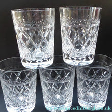 Load image into Gallery viewer, Set of FIVE Vintage STUART Crystal Whisky Glasses or Tumblers. Possibly Cheltenham Pattern
