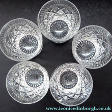Load image into Gallery viewer, Set of FIVE Vintage STUART Crystal Whisky Glasses or Tumblers. Possibly Cheltenham Pattern
