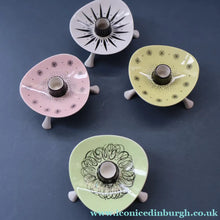 Load image into Gallery viewer, Set of FOUR 1950s Decorative FOLEY Bone China Miniature Candleholders with Tripod Feet
