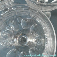 Load image into Gallery viewer, Set of FOUR Antique Cordial Glasses. Each with Etched Greek Key Pattern and Sliced Facets

