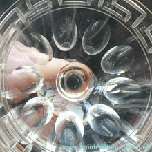 Load image into Gallery viewer, Set of FOUR Antique Cordial Glasses. Each with Etched Greek Key Pattern and Sliced Facets
