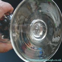Load image into Gallery viewer, Set of FOUR Antique Cordial Glasses. Each with Etched Greek Key Pattern and Sliced Facets
