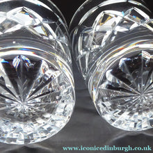 Load image into Gallery viewer, Set of FOUR Vintage TUDOR Crystal Whisky Glasses or Tumblers. Classic 1970s Brandon Pattern
