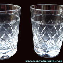 Load image into Gallery viewer, Set of FOUR Vintage TUDOR Crystal Whisky Glasses or Tumblers. Classic 1970s Brandon Pattern
