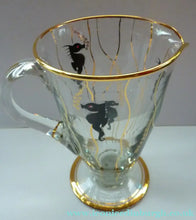 Load image into Gallery viewer, Set of SIX 1950s Cocktail Glasses Decorated with Seahorses. Plus Tall Glass Mixing Jug
