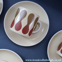 Load image into Gallery viewer, Set of Six 1960s Susie Cooper (Wedgwood). Rare DUMBELLS or Diablo Bone China Coffee Cans and Saucers. BOXED
