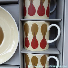Load image into Gallery viewer, Set of Six 1960s Susie Cooper (Wedgwood). Rare DUMBELLS or Diablo Bone China Coffee Cans and Saucers. BOXED
