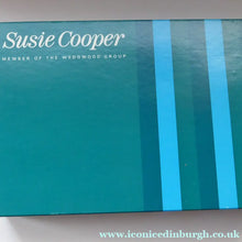 Load image into Gallery viewer, Set of Six 1960s Susie Cooper (Wedgwood). Rare DUMBELLS or Diablo Bone China Coffee Cans and Saucers. BOXED
